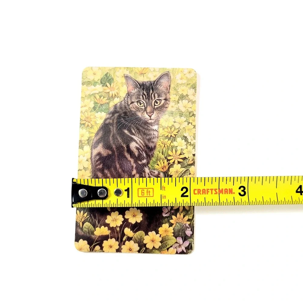 Vintage 90s Lesley Ivory Cats Card Bookmark- Octopussy Flowers 1990 Antioch W211
